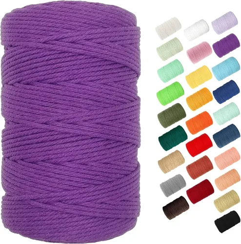 Vista 14 de Cuerda de macramé de 0.118 in para 220 yardas, cuerda de algodón de 68.8 pies, cuerda de macramé de color 100% natural para kit de macramé, ganchos