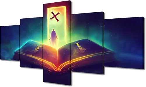 Vista 122 de TUMOVO Decoración de pared de iglesia cristiana de 3 paneles, imágenes de la resurrección de Jesús para sala de estar, dormitorio, cocina