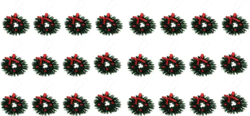 Vista 10 de 12 mini coronas navideñas de 1.57 pulgadas para decoraciones navideñas de casa de muñecas de 1/12