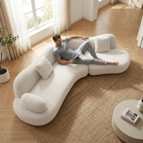 Vista 10 de Sofá modular modular de asiento profundo de 118 pulgadas con otomana Asiento profundo, diseño modular, comodidad de gran tamaño y tapicería