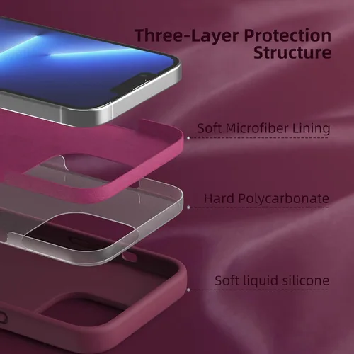 Vista 251 de Funda de silicona líquida compatible con iPhone 12 Pro Max 6.7 pulgadas, funda de gel de protección completa con forro de microfibra, funda