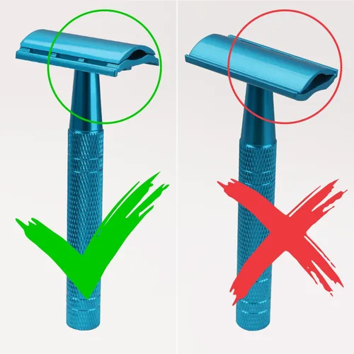 Vista 9 de Maquinilla de afeitar de seguridad azul, navajas de una sola hoja para hombres Reusable Metal Razor, with 10 Platinum Coated Double Edge Blades