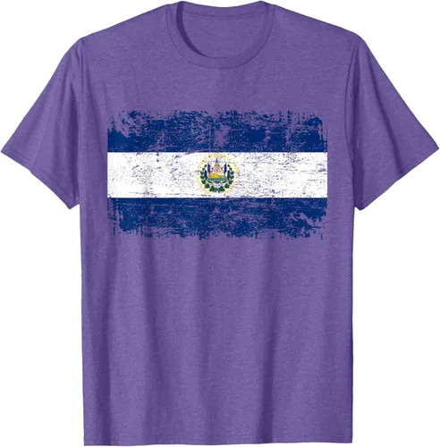 Vista 7 de EL SALVADOR Bandera Vintage Hombres Mujeres Niños Camiseta EL SALVADOR