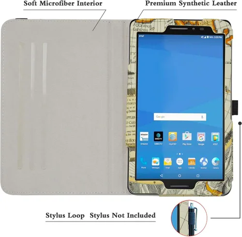 Vista 5 de AT&T Trek 2 HD - Funda giratoria (modelo 6461A), soporte giratorio de 360 grados con bonita cubierta para tableta Android ZTE Trek 2 HD K88/ZPad 8
