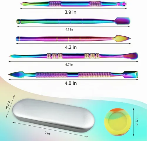 Vista 2 de YETOOME Juego de 6 herramientas de tallado de cera con recipiente de silicona de 0.2 fl oz (0.2 fl oz) y funda de metal portátil, herramienta