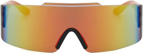 Vista 2 de YAMEIZE Gafas de sol envolventes de una pieza, protección futurista sin montura con protección UV, gafas de sol deportivas para mujeres y hombres