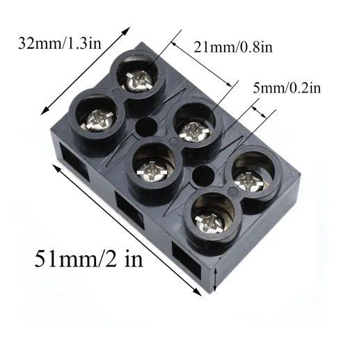 Vista 5 de 500V 60A 3 posiciones doble fila tornillo bloque de terminales doble fila barrera eléctrica panel-2pcs