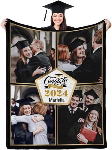 Vista 13 de D-Story Manta de franela personalizada para mujer, regalos de graduados, regalo de graduación de secundaria, regalos de graduación personalizados