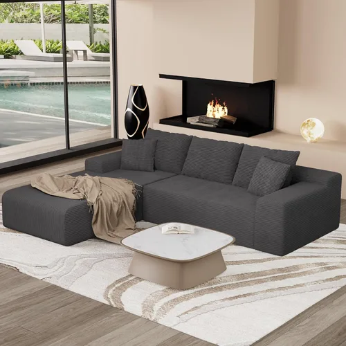 Vista 7 de Sofá seccional convertible de 105" con chaise en forma de L, sofá modular moderno con asiento profundo, cómodos sofás tipo nube de 3 plazas