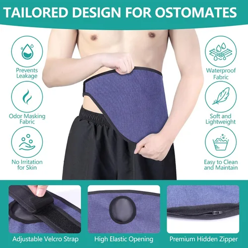 Vista 2 de Cinturón de soporte de ostomía, suministros de ostomía, cinturón invisible para bolsa de ostomía, bolsillo interior para guardar la bolsa de ostomía