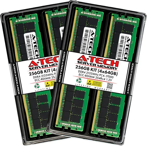 Vista 183 de A-Tech 4GB DDR4 2133MHz PC4-17000 ECC RDIMM 1Rx8 Single Rank 1.2V ECC Registered DIMM de 288 pines Módulo de actualización de memoria RAM