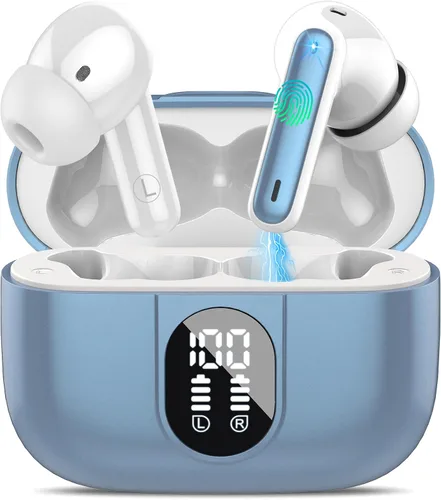 Vista 13 de Csasan Auriculares inalámbricos Bluetooth 5.3, auriculares intraurales de reproducción de 40 horas, mini auriculares Bluetooth con micrófono ENC