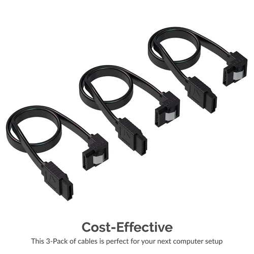 Vista 2 de SABRENT Cable de datos SATA III (6 Gbit/s) en ángulo recto con pestillo de bloqueo para unidades HDD/SSD/CD y DVD