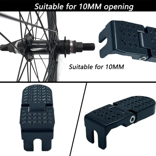 Vista 6 de LOOEEL 1 par 0.394 in U ranura bicicleta pedales trasero plegable asiento trasero pedales pedales ciclismo accesorios para bicicleta de montaña