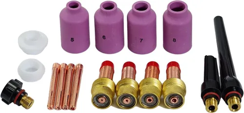 Vista 6 de RIVERWELD 15pcs TIG Stubby Gas Lens Collets cuerpo 17GL116 10N23S (1/16" y 0.063 in) 17GL332 10N24S (3/32" y 0.094 in) Taza de cerámica 53N59 53N61S