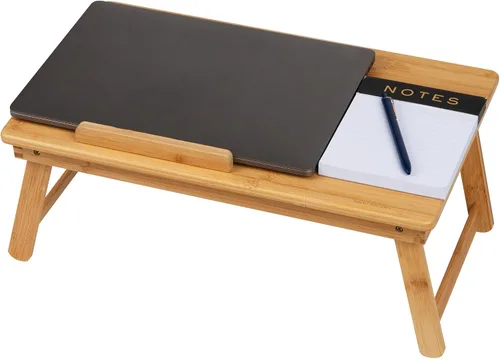 Vista 5 de Mind Reader Mesa para Portátil Lap Desk, Soporte para Laptop, Bandeja de Cama, Cuarto de Dormitorio, Patas Plegables, Rayón de Bambú, 19.75"L x 12"W