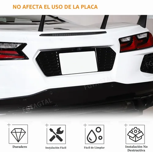 Vista 4 de Marco de licencia trasero compatible con Chevrolet Corvette C8 2020-2026