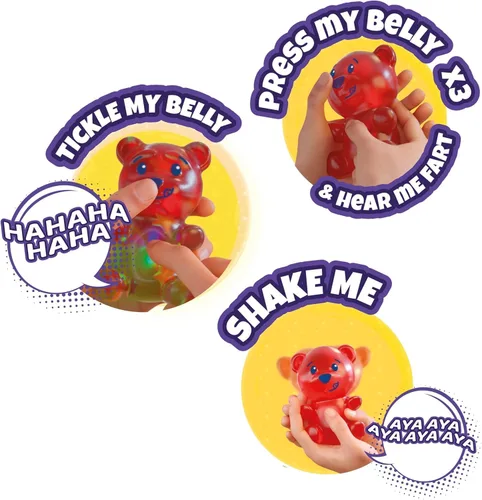 Vista 4 de Eolo Juguetes - Gummymals Blue. Mascota interactiva súper blanda estilo oso de gomita con más de 20 sonidos y reacciones para niños de 4 años