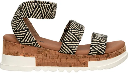 Vista 4 de CUSHIONAIRE Sandalia de cuña de corcho Naomi para mujer + anchos disponibles, Negro