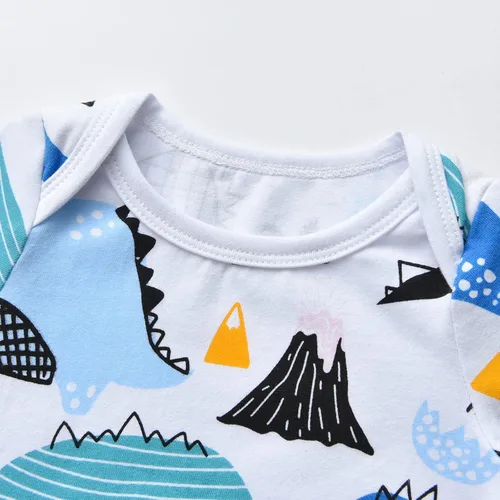 Vista 8 de Conjunto de 3 piezas de ropa de bebé recién nacido con estampado de manga larga + pantalones + sombrero