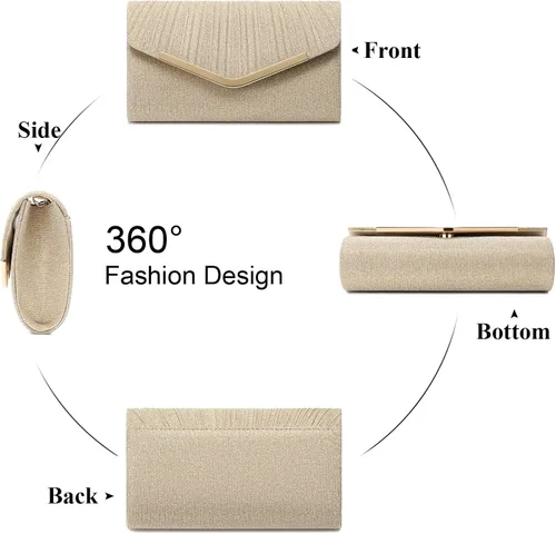 Vista 7 de Evening Bag Clutch Purses for Women Ladies Sparkling Party Handbags Crossbody Shoulder Purse Wedding Bags