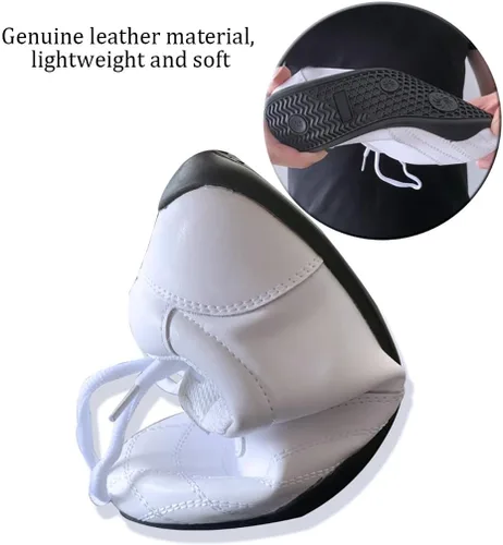 Vista 5 de Zapatos de artes marciales para hombre, zapatos de taekwondo ligeros de cuero para Kung Fu Taichi para ejercicios diarios de entrenamiento