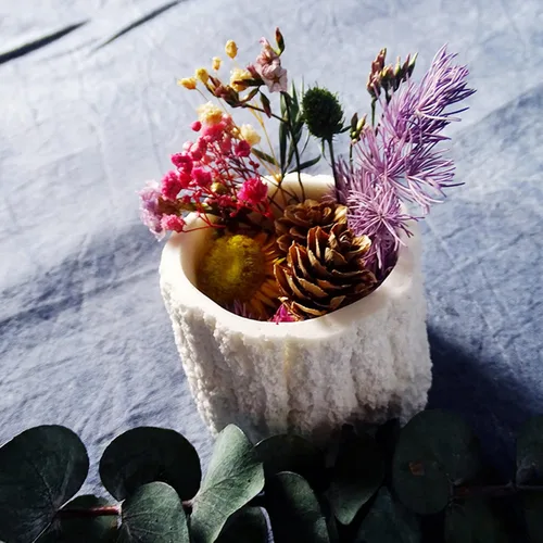 Vista 6 de Molde de silicona para tocón de árbol, maceta suculenta de hormigón, resina epoxi, molde de cemento de arcilla, soporte para velas, caja