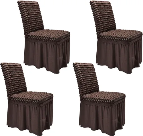 Vista 47 de NICEEC - Juego de 2 fundas para sillas de comedor de alta elasticidad, fundas removibles para sillas de comedor con falda, fundas protectoras