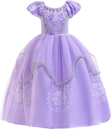 Vista 2 de REXREII Girls Rapunzel Princess Sofia Costume Halloween Fancy Dress Christmas Party Birthday Evening Ball Gown wAccessories