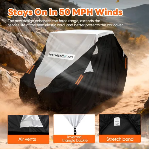 Vista 4 de Neverland Cubierta UTV impermeable 300D resistente 2-3 plazas/4-6 plazas 4 puertas lado a lado, protección para todo tipo de clima, compatible