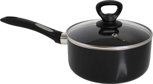Vista 3 de Mirro A7972484 Get A Grip - Cacerola antiadherente de aluminio de 3 cuartos con tapa de vidrio, utensilios de cocina, color negro
