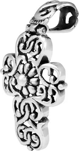 Vista 2 de Intertwine Flower Swirl Cruz Plata de ley 925colgante de filigrana