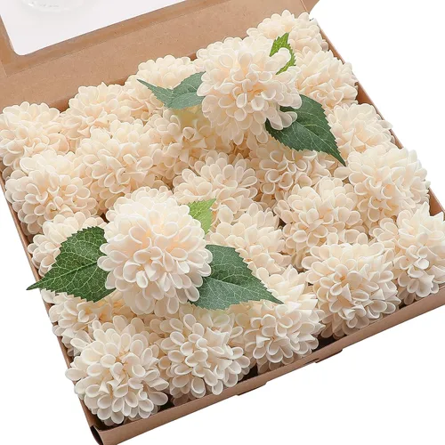 Vista 10 de Floroom Flores Artificiales de Dalia 25 piezas Rosas Falsas de Espuma Negra de Aspecto Real con Tallos para Ramos de Boda DIY Centros de Mesa