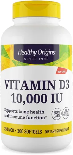 Vista 9 de Healthy Origins Vitamina D3 10,000 UI (250 mcg), 120 cápsulas blandas líquidas - Apoya huesos fuertes, dientes saludables y función del sistema