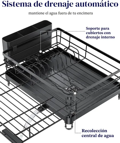 Vista 6 de Kitsure Escurridor extensible para platos – Escurridor de platos resistente al óxido para encimera de cocina con patas de soporte ajustables