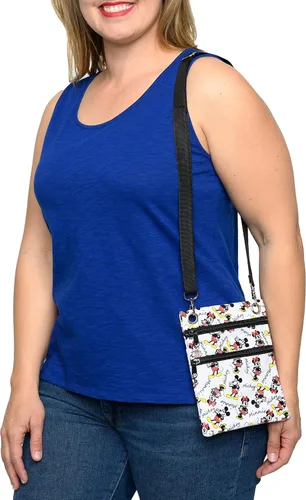 Vista 8 de Disney Bolsa de pasaporte cruzado de viaje Mickey Minnie Eeyore Stitch All Over Print