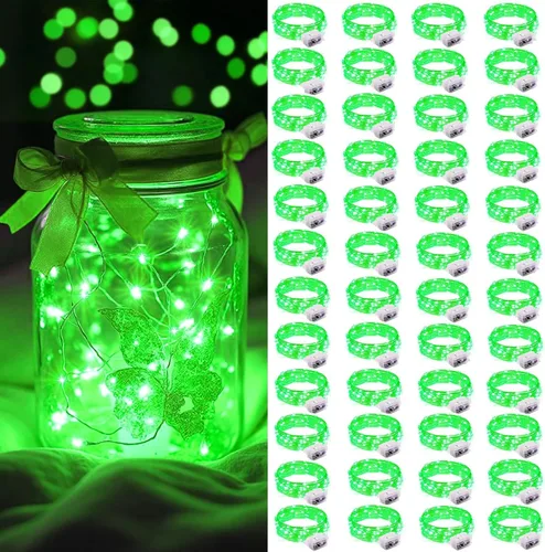 Vista 41 de AIKEI Paquete de 12 luces LED de hadas que funcionan con pilas, guirnaldas de luces impermeables de 7 pies, 20 luces LED de luciérnagas estrelladas