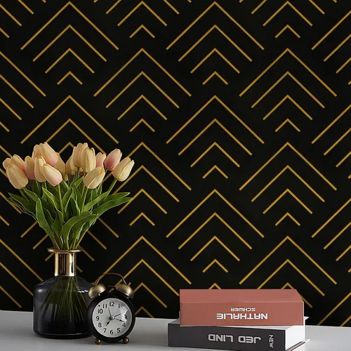 Vista 13 de Heroad Papel tapiz para despegar y pegar, color verde oscuro y dorado, papel tapiz geométrico, papel adhesivo verde oscuro y dorado, autoadhesivo