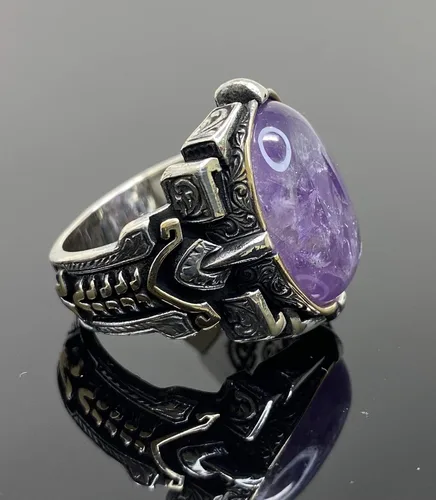 Vista 9 de Anillo grande de plata de ley 925 k para hombre