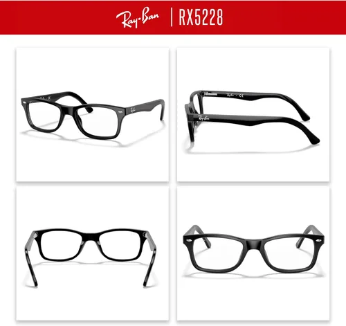 Vista 3 de Ray-Ban RX5228 - Lentes cuadrados para hombre y mujer + paquete con kit de gafas de diseñador iWear