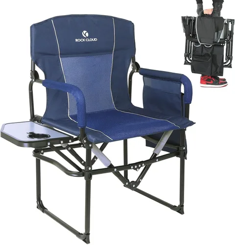 Vista 8 de ROCK CLOUD Paquete de 2 sillas plegables de camping con bolsillo de almacenamiento y mesa auxiliar, sillas de campamento portátiles compactas