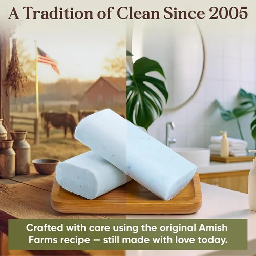 Vista 7 de Amish Farms - Jabón de 8 barras, barras hidratantes de fácil agarre (5 onzas cada una, 2.5 libras) fabricadas en Estados Unidos para pieles