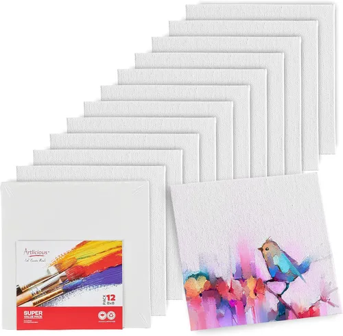 Vista 19 de Artlicious Lienzos para pintar – Paquete de 12,4 x 4 pulgadas de lienzo blanco – Paneles de arte 100% algodón para pintura al aceite, acrílico