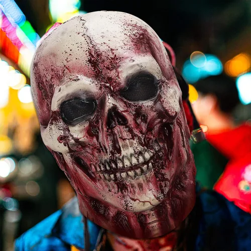 Vista 6 de MOLEZU Halloween Zombie Vampire Head Mask for Adult, Scary Horror Skull Costume Cosplay Party