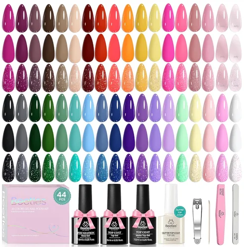 Vista 30 de Beetles - Kit de esmalte de uñas de gel con luz UV, 54 piezas, 32 colores A - Multicolor-32-54