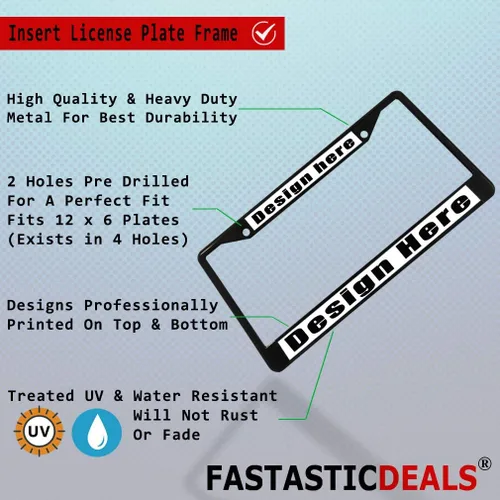 Vista 2 de Fastasticdeals Marco de metal para placa de matrícula Bella Terra Tree resistente a la intemperie, accesorios para coche, color negro, 2 agujeros