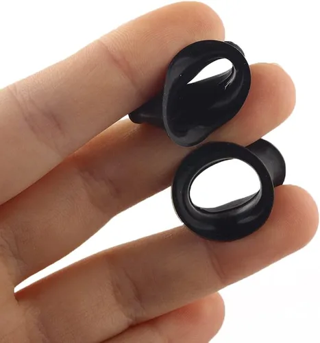 Vista 4 de 1 par (2 piezas) Túneles de ojo de silicona negra con doble llamarada, finos y suaves, flexibles 1036