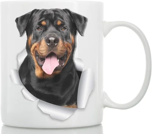 Vista 8 de Divertida taza de café Rottweiler – Taza de café de cerámica para perros – Regalo perfecto para los amantes de los perros – Bonita decoración