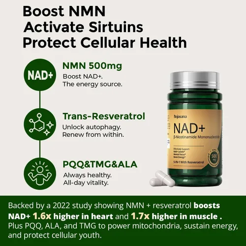Vista 3 de Suplemento NAD para mujeres con resveratrol – Apoya la energía celular, antienvejecimiento y reparación del ADN – Suplemento NAD avanzado