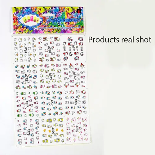 Vista 7 de Calcomanías de uñas autoadhesivas de dibujos animados de gato kawaii para mujeres y niñas (12 hojas)